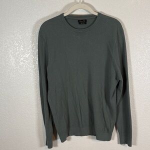 Massimo Dutti Slate Green Cotton Cashmere Textured Long Sleeve Top Size Large